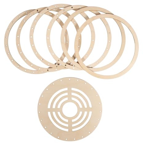 Rayher Lampenschirm Gestell, Holz-Ringe-Set für Lampenschirm, FSC zertifiziert, 17 cm ø, für Steh- oder Hängelampe, zum Umwickeln mit Garnen, getrockneten Naturseilen, Bast etc., 23105505