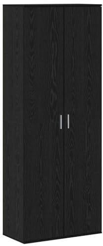 vidaXL Highboard Black oak 70 x 35 x 180 cm Engineered wood, Modern Highboard, Storage Cabinet, Rectangular Furniture, Living Room, Elegant Sideboard, Functional Organizer, Space Saving Unit
