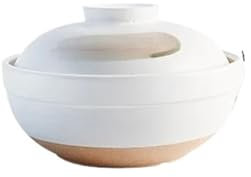 CVNIMV Casserole Dish Soup Pot Crock Pots Casserole with Handle Ceramic Saucepan High Temperature Resistant Cooking Pan for Gas Stove (White)