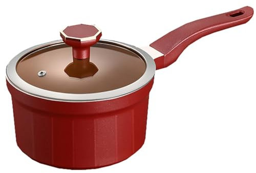 Sartén antiadherente de cerámica, olla roja for sopa con tapa, mini olla for derretir mantequilla, chocolate y leche, ideal for el hogar, la cocina o el restaurante.