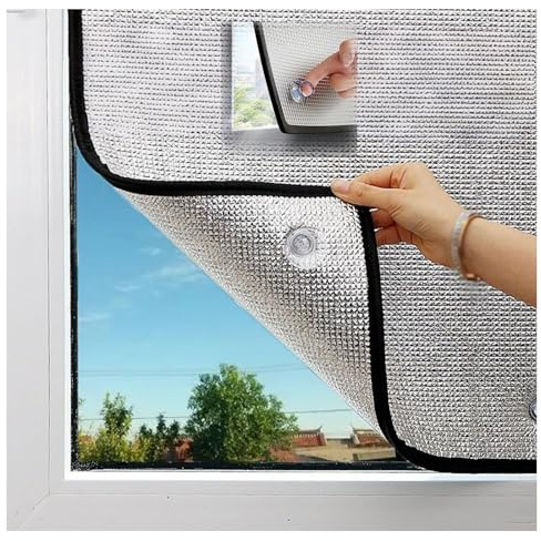 Wärmereflektierende Isolierfolie, Sichtschutz Wärmeisolierung Reflektierende Fensterfolie, UV-Schutz Sonnenschutzfolie Fenster Innen Oder Außen, Aluminisierte Folie Mit Saugnapf(100cm x 200cm)