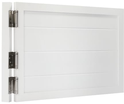 Saloon, porta basculante in legno massiccio, porte basculanti a 180°, con chiusura automatica, da cucina, privacy, per pareti divisorie da bancone, terrazza, ingresso in giardino (bianco, 90 x 60 cm)