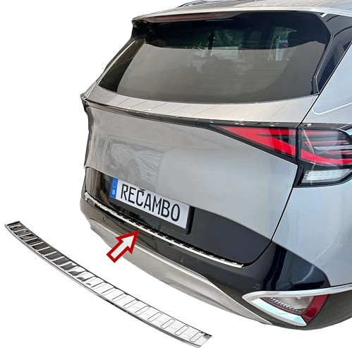 RECAMBO Ladekantenschutz Edelstahl Chrom passend für Kia Sportage V NQ5 BJ ab 2022 - Kratzschutz, passgenaue Kontur, rostfreier Edelstahl, klebebandbasiert, schnelle Montage