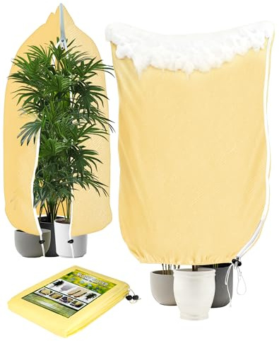 Akunsz 2 Stück Pflanzenschutz Winter Draußen 180x120cm Winterschutz Pflanzen Außen Kübelpflanzen 80g/㎡ Frostschutz Pflanzen Haube kälteschutz Winterabdeckung Pflanzen Pflanzenschutzhaube Palmen Beige