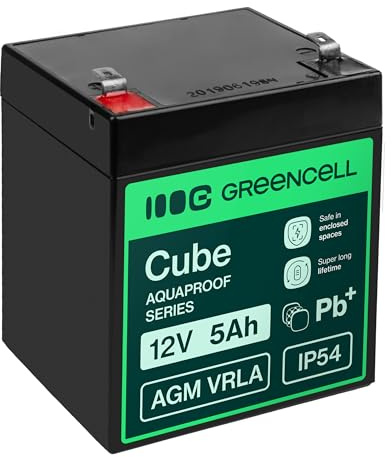 Green Cell AGM 12V 5Ah mit IP54 Akku Vlies Batterie VRLA Blei Batterie Bleiakku Versorgungsbatterie Zyklenfest Wartungsfrei Caravan Photovoltaik Rollstuhl Solarbatterie Wohnwagen