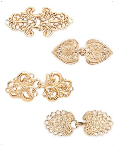SanKristo 4 Pièces Rétro Broche Kit, Pinces à Cardigan, Cardigan Clip, Clips Pull Vintage, Fermoirs à Cardigans, Femmes Cinch Clip pour Cardigans, Capes, Châle, Robes et Chemises (Doré)