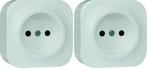 Arnould - Prise de courant sans terre saillie Profil Eco - Blanc (Lot de 2)