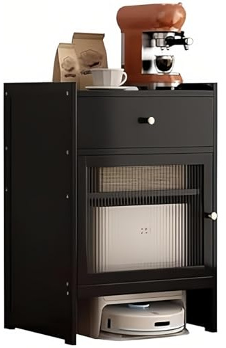 MIDUOLAI Armario para Guardar Aspiradoras, Soporte para Aspiradoras Robot, con Base Oculta Y Estante ExtraíBle, Mesa Auxiliar para SalóN, Hogar, Oficina, Entrada,01