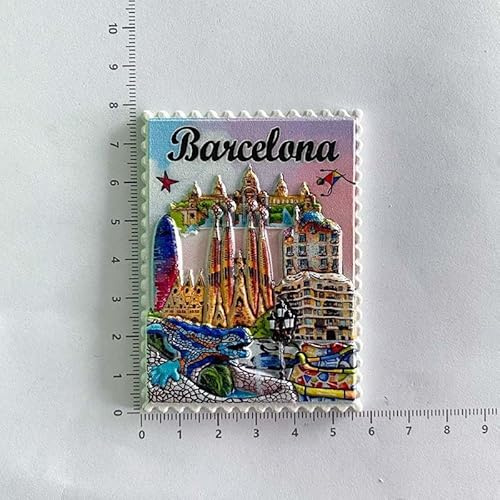 Barcelona - Imanes para nevera con impresión UV, resina para nevera, pegatinas, colección de recuerdos de España, regalo para decoración del hogar (6)