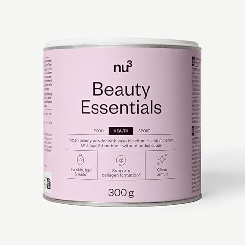 nu3 Beauty Essentials Powder Berry – All-in-One Beauty Drink für Haut, Haare, Nägel, vegan, Vitamine, Mineralstoffe, Schönheit von innen, Beeren Geschmack, Erdbeere, Himbeere und Krische – 300 g