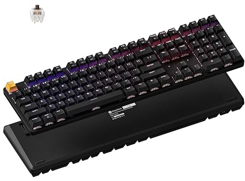 Keychron KJ5 Kabellose benutzerdefinierte mechanische Tastatur, 2,4 GHz Bluetooth QMK Full-Size Layout RGB, Hot-Swappable Brown Switch Kompatibel mit Mac Windows Linux für Gaming Office - Schwarz
