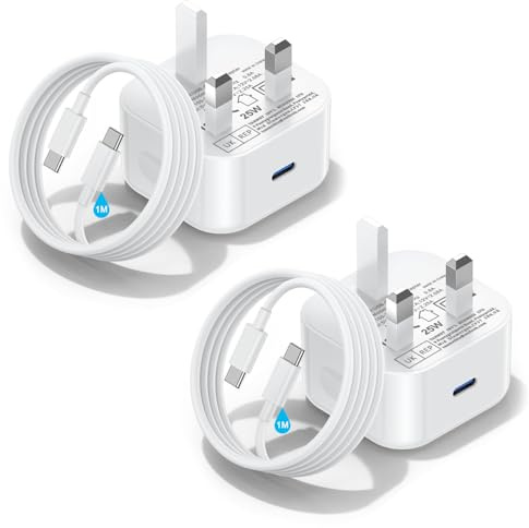 iPhone 17 16 15 Charger USB C Fast Charge for New Apple i Phone 17 Pro/17 Air/17 Pro Max/16e/16 Pro/16 Pro Max/16 Plus/15 Pro Max Plus,2Pack 25W Type C to C Charging Cable and Plug UK With USBC Lead