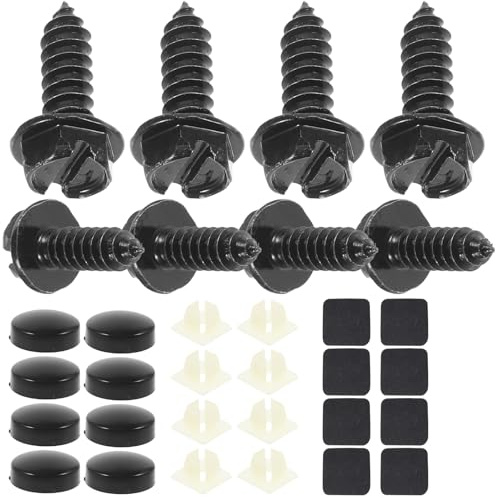 NIYANGLE 8pcs Stainless Steel License Plate Screw Kit with Anti-theft Caps Security Fasteners for Car Suitable for Installation