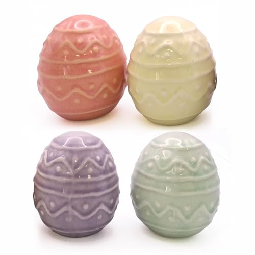Logbuch-Verlag Porzellan Osterei Deko 4er Set Pastell 5,5 cm - Osterdeko Eier aus Porzellan für Tischdeko, Frühlingsdeko oder Osternest - Pastellfarbene Osterdeko