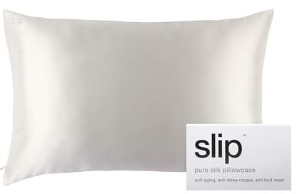 SLIP 22 Momme Seidenkissenbezug in 51 x 76cm - aus 100% Maulbeer Seide, mit Reißverschluss, atmungsaktiv, ideal für Allergiker, Weiß