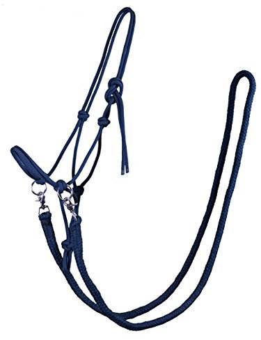 QHP Knotenhalfter mit Zügel Halfter Reithalfter Arbeitshalfter 7 Farben und 4 Größen (shetty, blau)