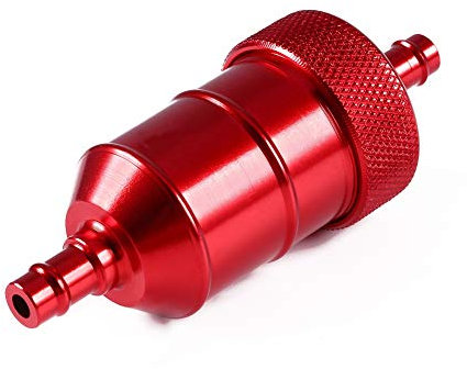 Filtro carburante in linea Filtro gas in linea Filtro olio Benzina Gasonline Cleaner per moto Pit Dirt 1/4 6mm (rosso)