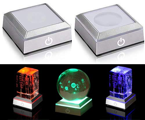 Jumayer - Juego de 2 soportes de luz LED con interruptor táctil sensible para pantalla de cristal luminoso 3D, decoración artística