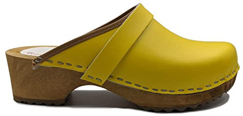 World of Clogs AM100 Swedish Wooden Clogs - Yellow - 39 EU