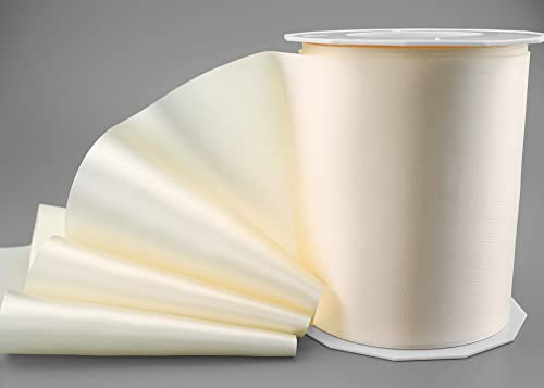 finemark 25 m x 112 mm Satinband Sophie Creme Ivory (004) Satin Tischband Tischläufer Schleifenband ohne Draht breites weiches Band Tischdekoration Tisch Deko Geschenkband mit einseitigem Glanz