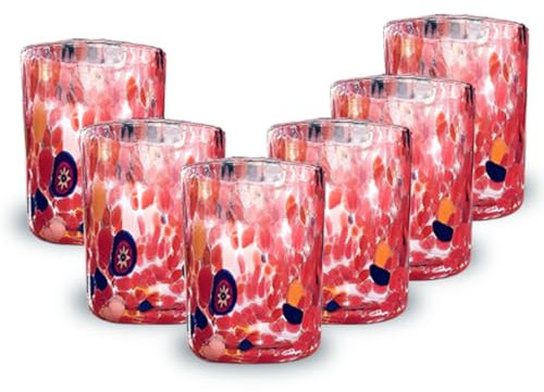 Gocce di Murano Set of 12 Rainbow-Shot Liqueur Glasses Hand-Crafted According to the Tradition of Artisans of Murano Coloured Elegant and Precious Pack of Glasses Made in Italy