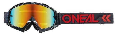 O'NEAL | Fahrrad- & Motocross-Brille | MX MTB DH FR Downhill Freeride | Hochwertige 1,2 mm-3D-Linse für ultimative Klarheit, UV-Schutz | B-10 Goggle Camo V.22 | Schwarz Rot - Rot verspiegelt | OS