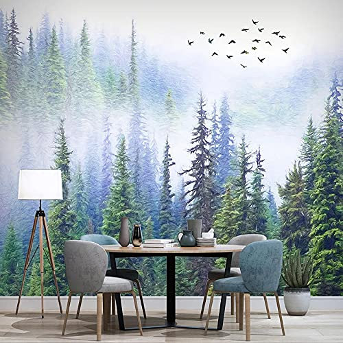 XTSWallpaper Auto-Adhésif Pvc Papier Peint Photo 3D 360X250Cm Vert Arbres Paysage Stickers Muraux 3D Fond D'Écran Stéréo De Walls Art Fond Mur Papier Peint 3D Personnalisé Salon Murale