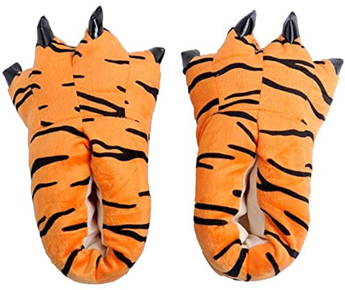 UKKO Hausschuhe Winter Hausschuhe Tier Cartoon Monster Fuß Hausschuhe Dinosaurier Klaue Plüsch Slipper Baumwollgewebe Warme Schuhe Elternkind Schuhe-01,Middle 34-39