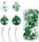 Weihnachtskugeln Baumschmuck, XiXiRan Kunststoff Gemalte Weihnachtskugeln Ornamente, Weihnachtsbaumschmuck Set, Funkelnd Bruchsicher Weihnachten Kugeln Dekoration Pack von 20 (Grün)