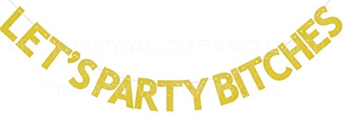 Lets Party Bachelorette Party Girlande Party Dekoration Glitzer Papier Kartonage Mädelsabend Junggesellenabschied (1)