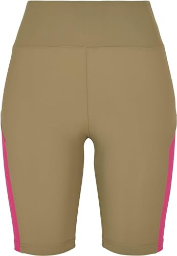 Urban Classics Damen Radlerhose Ladies Color Block Cycle Shorts, Farbe Khaki/brightviolet, Größe XL