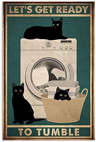 Xiddxu Vintage Metall-Blechschild, Familie Let's Get Ready to Tumble, lustige Katze, Metall-Poster Plaques für Zuhause, Wohnzimmer, Küche, Café, Bar, Wanddekoration, Blechschild, 30,5 x 40,6 cm