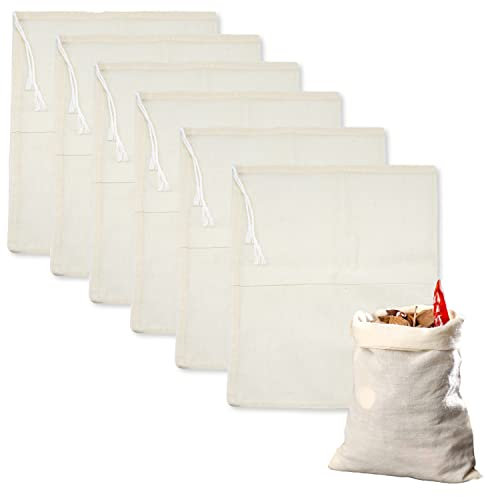 Confezione da 6 bustine di garza, bustine di tè riutilizzabili Sacchetti di mussola lavabili Borsa per latte di noci Panno per formaggio per filtrare latte di noci, caffè, birra (10 x 15 cm)