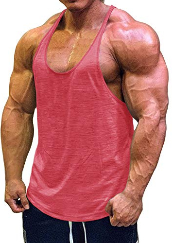 Muscle Cmdr Canotte Uomo Palestra,Canotte Bodybuilding Stringer, T-Shirt Fitness, Sportivo Tank Top（Rosa，2XL）