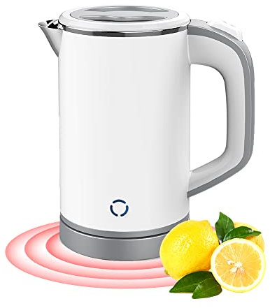 Woolala 0.8L Small Electric Kettle, 600W Fast Boil Stainless Steel Portable Travel Kettle for Boiling Water Double-wall Tea Kettle, Auto-off Dry Protection