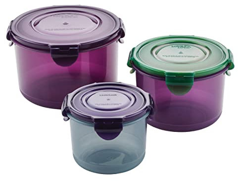 Lock & Lock ECO Food Storage Airtight Container Set with Lids, BPA Free, Round, 6 Piece, Assorted Colors