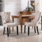 Merax Esszimmerstuhl 2er Set, Moderne Polsterstuhl mit hoher Rückenlehne und Nagelkopfbesatz, bequemer Wohnzimmerstuhl aus Leinen, für Arbeitszimmer, Küche, Schlafzimmer, Eichenbeinen, Beige