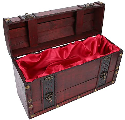 Jenngaoo Schmuck Aufbewahrungsbox, Vintage Dekorative Holzkiste Schatz Schmucktruhe für Uhren Halskette Ring Organizer
