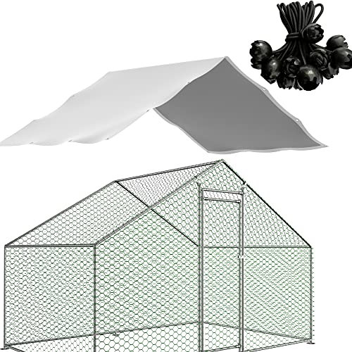 Hühnerstallabdeckung aus Metall für den Außenbereich, mit 22 Kugelspannschnüren für großen begehbaren Laufgehege, wasserdicht, 28 cm L x 16 cm B (Rahmen Nicht im Lieferumfang enthalten), 1 Packung