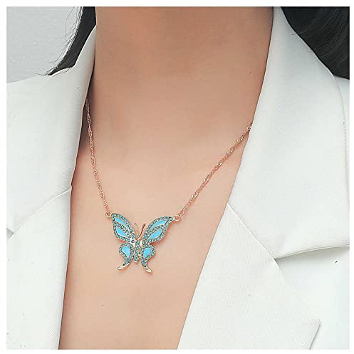 Cimenexe Collier Pendentif Papillon Bleu Bohème Collier Ras De Cou Papillon Cristal Collier Ras De Cou Papillon Strass Collier Chaîne Papillon Or Collier Chaîne Insecte Bijoux Pour Femmes Et Filles