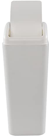 Leendines Waste Can with Swing Lid, 14 Liters Plastic Narrow Trash Bin