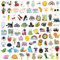 Lot de 50 épingles amusantes pour sac à dos (style aléatoire), dessin animé, Métal, Pas de gemme
