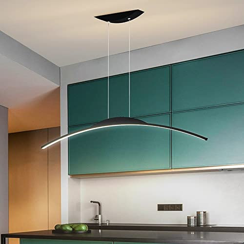 LED Gebogene Hängeleuchte Satiniertem Metal Dimmbare Mit Fernbedienung Pendelleuchte Höhenverstellbar Hängelampe Acryl Moderne Pendellampe Schlafzimmer Beleuchtung Wohnzimmer Esszimmer Kronleuchter (