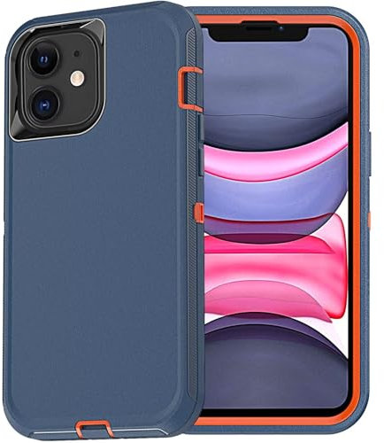 YmhxcY for iPhone 11 Case 6.1 Inch Shockproof Dropproof Dust-Proof Drop Proof 3-Layer Durable Phone Case Heavy Duty Protection Phone Case Cover for Apple iPhone 11-Blue/Orange