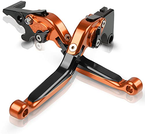 Einstellbar Bremshebel Kupplungshebel Set für 1290 Super Duke/R/GT 2014 2015 2016 2017 (Orange/Schwarz)