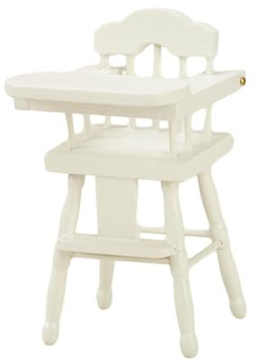 MagiDeal Mini-Puppen-Hochstuhl, Modell, Miniatur-Hochstuhl, Lebensszene, 1/12 Puppenhaus-Hochstühle für Küche, Wohnzimmer, Esszimmer, Weiß