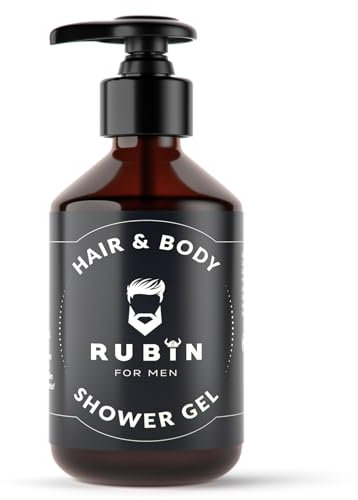 Rubin for Men Gel douche doux pour hommes 2 en 1 pour les cheveux et le corps- 150 ml - sans sulfates, parabènes, silicones - Gel douche et shampooing pour hommes