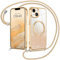 GUAGUA Handykette für iPhone 13 Hülle mit Band iPhone 13 Glitzer Handyhülle [Kompatibel mit MagSafe] Magnetische Schutzhülle Stoßfeste Weiche TPU Schutzschale, (6,1'') Gold