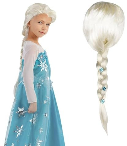 Hojalis Elsa Perücke für Kinder - Prinzessin Elsa Haare, Perücke Zubehör für Mädchen Geburtstagsparty, Frauen Halloween Cosplay Karneval