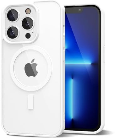 oakxco for iPhone 13 Pro Max Case Clear Magnetic Compatible with Magsafe, Thin Slim Transparent Non Yellowing, Hybrid Soft Silicone Bumper & Hard Plastic Protective Cover for Women, White
